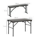 Outsunny HDPE Picnic Table Set w/ Beer Table & 2 Benches for 6, Dark Grey
