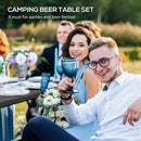 Outsunny HDPE Picnic Table Set w/ Beer Table & 2 Benches for 6, Dark Grey