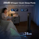 HOMCOM 28dB Tower Fan For Bedroom, 26 Ft/s Velocity Standing Fan, Black