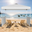 300 X 300 CM Pop Up Canopy Tent With 2 Half Sidewalls-White