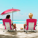 Portable Beach Umbrella Chair With Adjustable Parasol-Pink