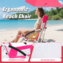 Portable Beach Umbrella Chair With Adjustable Parasol-Pink