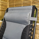 Luxury Padded Multi Position Zero Gravity Garden Relaxer Chair Lounger In Grey & Black