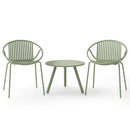 All Weather PP Patio Conversation 3 Pieces Bistro Set with Round Coffee table-Green