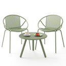 All Weather PP Patio Conversation 3 Pieces Bistro Set with Round Coffee table-Green
