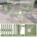 All Weather PP Patio Conversation 3 Pieces Bistro Set with Round Coffee table-Green