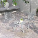 All Weather PP Patio Conversation 3 Pieces Bistro Set with Round Coffee table-Grey