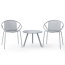 All Weather PP Patio Conversation 3 Pieces Bistro Set with Round Coffee table-Grey