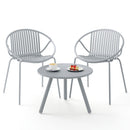 All Weather PP Patio Conversation 3 Pieces Bistro Set with Round Coffee table-Grey