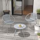 All Weather PP Patio Conversation 3 Pieces Bistro Set with Round Coffee table-Grey