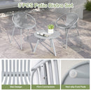 All Weather PP Patio Conversation 3 Pieces Bistro Set with Round Coffee table-Grey