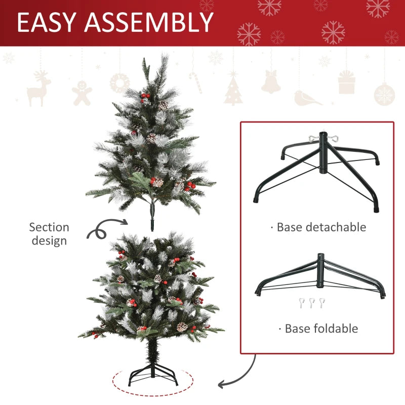 HOMCOM Christmas Time 5FT Artificial Snow Dipped Christmas Tree