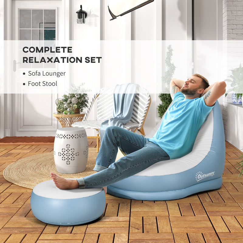 Outsunny Inflatable Chair and Footstool for Gaming, Reading, Watching
