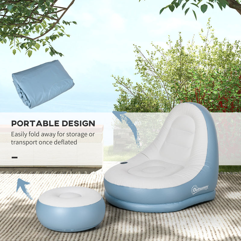 Outsunny Inflatable Chair and Footstool for Gaming, Reading, Watching
