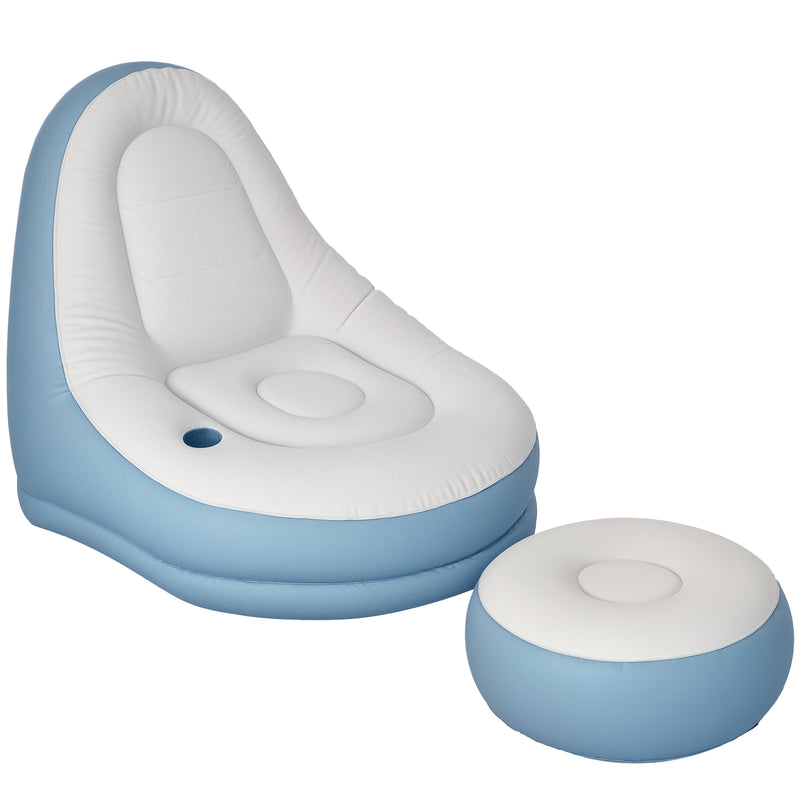 Outsunny Inflatable Chair and Footstool for Gaming, Reading, Watching