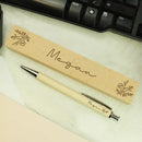Personalised Floral Wooden Pen