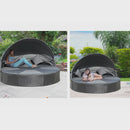 Outsunny Garden Daybed with Adjustable Table - Black