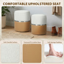 HOMCOM Round Storage Ottoman Set Of 2, Nesting Footrest Stool, Cream & Brown