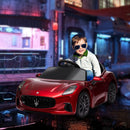 AIYAPLAY 12V Maserati Gran Turismo Folgore Lincesed Kids Electric Car, Red