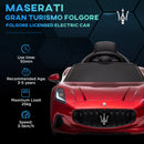 AIYAPLAY 12V Maserati Gran Turismo Folgore Lincesed Kids Electric Car, Red