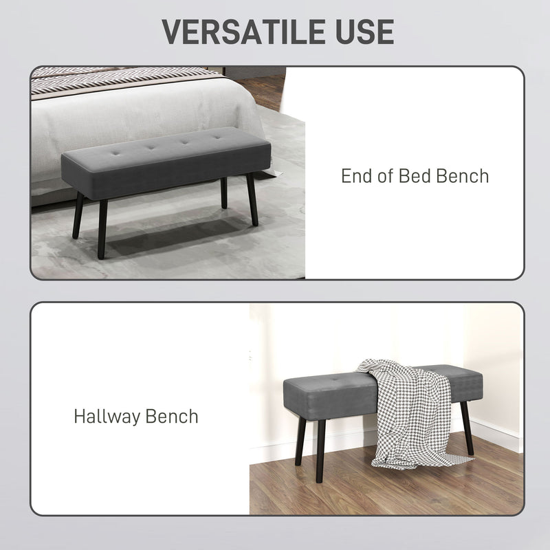 HOMCOM End of Bed Bench with Thick Padding and Steel Legs for Entryway
