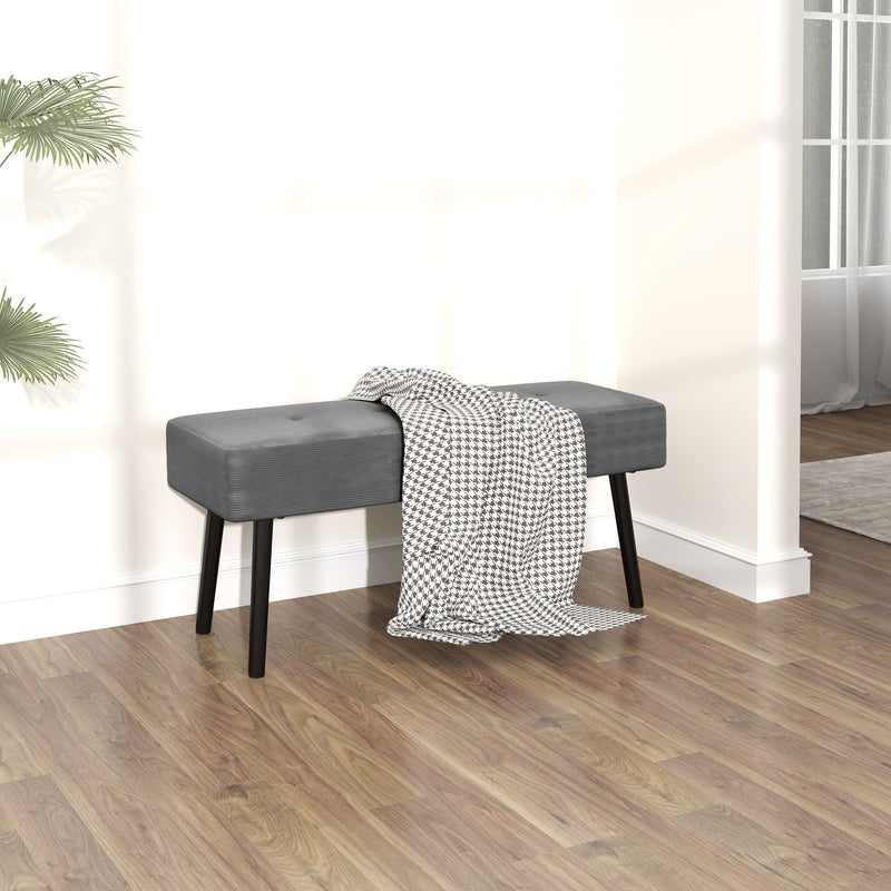 HOMCOM End of Bed Bench with Thick Padding and Steel Legs for Entryway