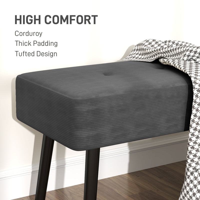 HOMCOM End of Bed Bench with Thick Padding and Steel Legs for Entryway