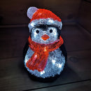 20cm Battery Operated Light up Acrylic Christmas Penguin Decoration with 16 Ice White LEDs