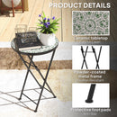 Outsunny Mosaic Garden Table, 35.5cm Folding Coffee Table, Green