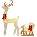 Outsunny Light Up Reindeer & Sleigh Christmas Decoration w/ 170 LED Lights