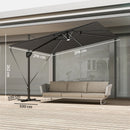 Outsunny 3 X 3 M Garden Cantilever Parasol W/ Light, Cover, Wind Protection