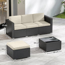 Outsunny Garden Furniture Set W/ Padded Cushions Corner Sofa Set, Black