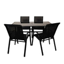 Outdoor 4 Person Rectangular Glass Top Garden Dining Table Chairs Set