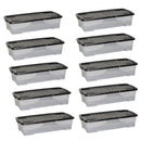 42 Under Bed Clear Stackable and Nestable Storage Box with Black Lid