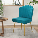 HOMCOM Velvet-Feel Shell Accent Chair Home Bedroom Lounge Metal Legs