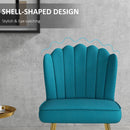 HOMCOM Velvet-Feel Shell Accent Chair Home Bedroom Lounge Metal Legs