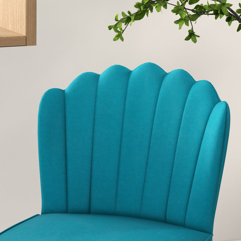 HOMCOM Velvet-Feel Shell Accent Chair Home Bedroom Lounge Metal Legs