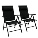 Outsunny 2 PCS Outdoor Folding Chairs, Dining Chairs w/ Padded Filling, Grey