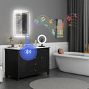 HOMCOM Bathroom Mirror With Bluetooth Clock Lights Demister Pad