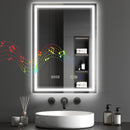 HOMCOM Bathroom Mirror With Bluetooth Clock Lights Demister Pad
