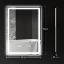 HOMCOM Bathroom Mirror With Bluetooth Clock Lights Demister Pad