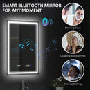 HOMCOM Bathroom Mirror With Bluetooth Clock Lights Demister Pad
