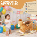 AIYAPLAY Baby Rocking Horse with Song, Safety Belt, Wood Base for 1-3 Years