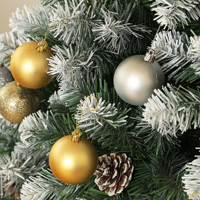 HOMCOM 7ft Artificial Pine Christmas Tree with Pinecones, Steel Base