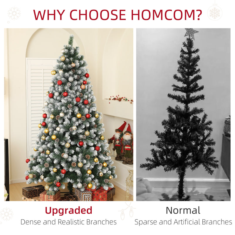 HOMCOM 7ft Artificial Pine Christmas Tree with Pinecones, Steel Base