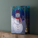 28cm Battery Operated Light up Double Sided Stained Glass Snowman Decoration with LEDs