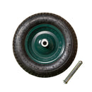 Replacement 16" x 4" Pneumatic Heavy Duty Garden Wheelbarrow Wheel & Axel In Green