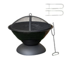 52cm Black Steel Outdoor Lustre Enamelled Firepit with Fire Poker