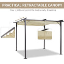 Outsunny Outdoor Metal Pergola With Retractable Awning Canopy 3x3m - Beige