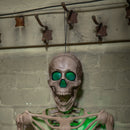 5ft (152cm) Battery Powered Light up Halloween Skeleton with Poseable Joints & Green LEDs